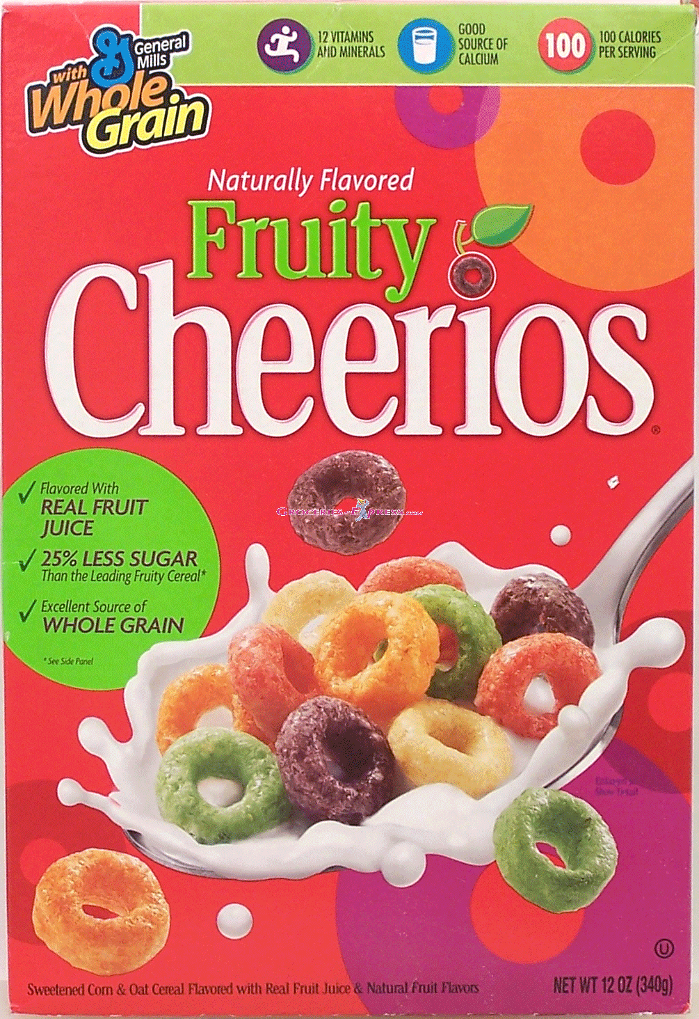 General Mills Cheerios Fruity; sweetened corn & oat cereal flavored with real fruit juice Full-Size Picture